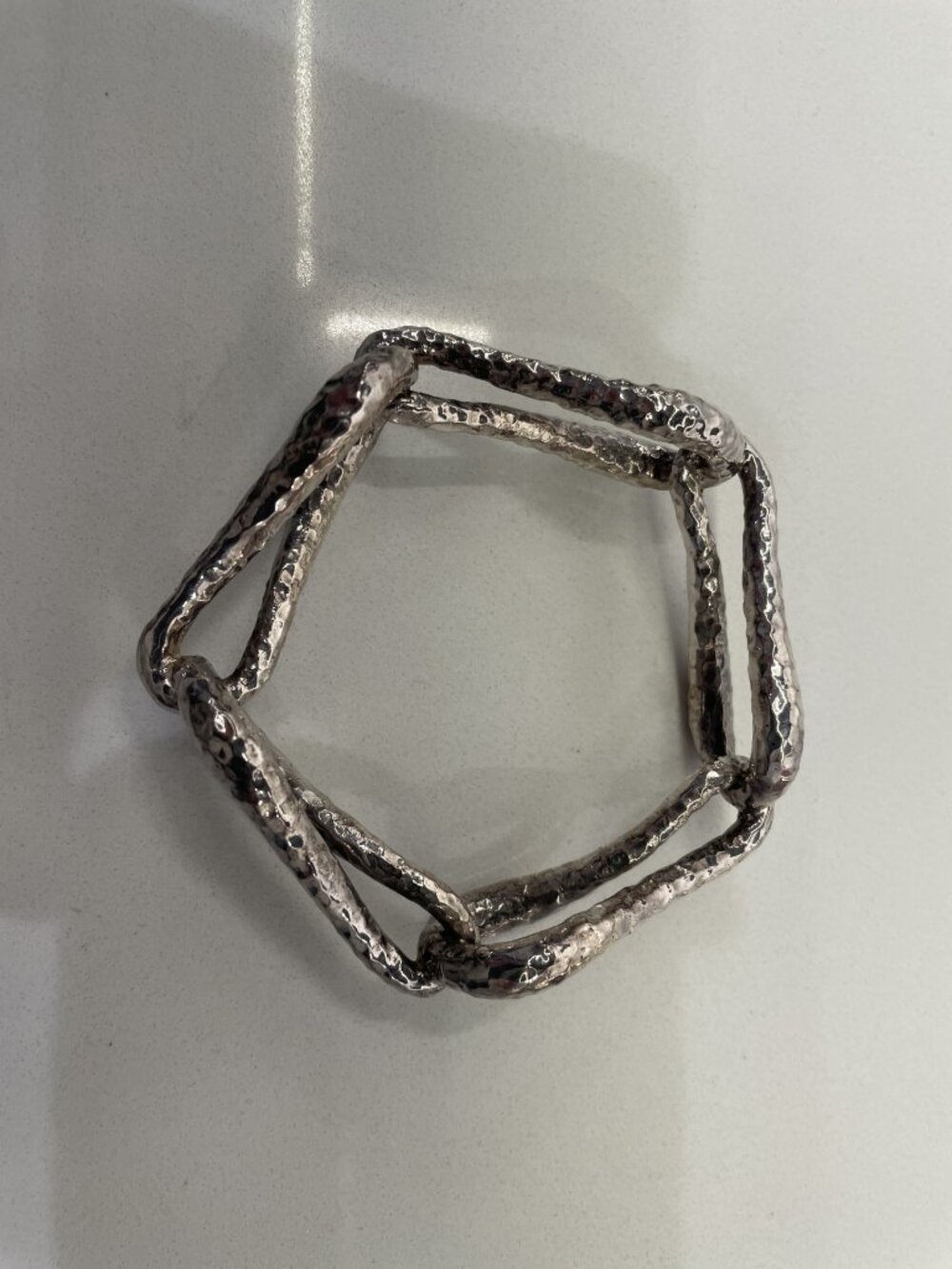 Silver Twisted Chain Link Bangle Bracelet